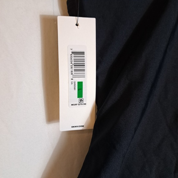 DKNY Ruffled Plunge V-Neck One Piece Women's Size Large  Black NEW $79.99 - Picture 11 of 11